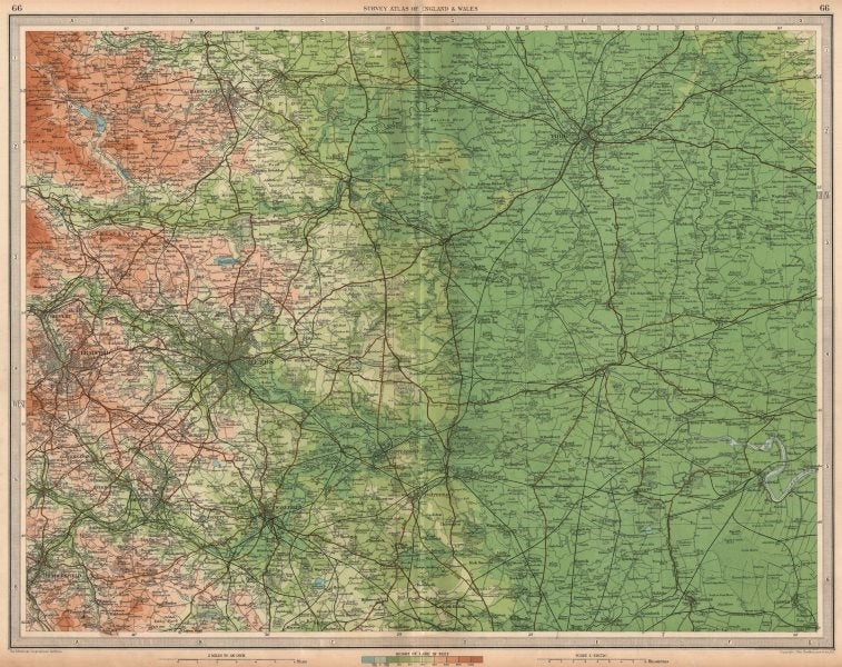 YORKSHIRE Leeds Bradford Wakefield York Harrogate Huddersfield. LARGE 1939 map